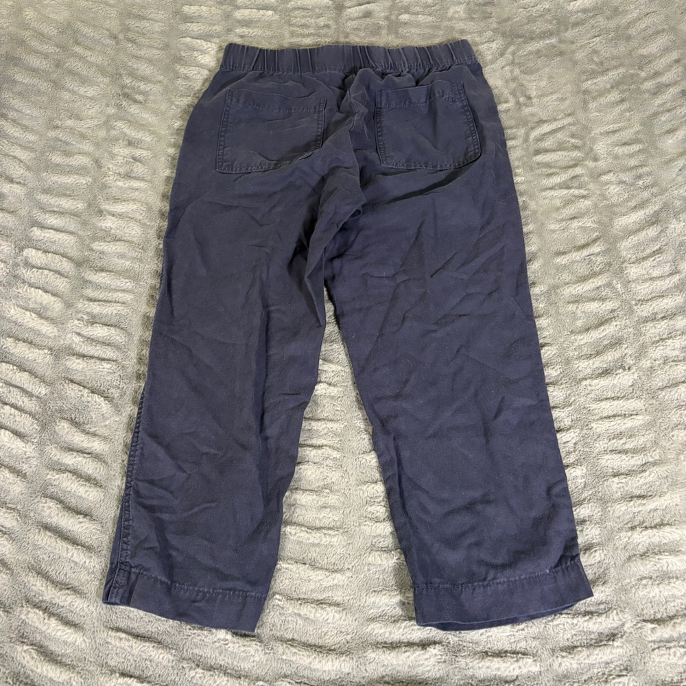 Banana Republic Navy Blue Linen Lyocell Blend Pull On Cropped Pants Womens M - Picture 2 of 7